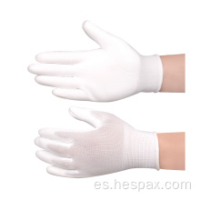 Guantes de protección antiestáticos de PU blancos de calibre 13 Hespax 13